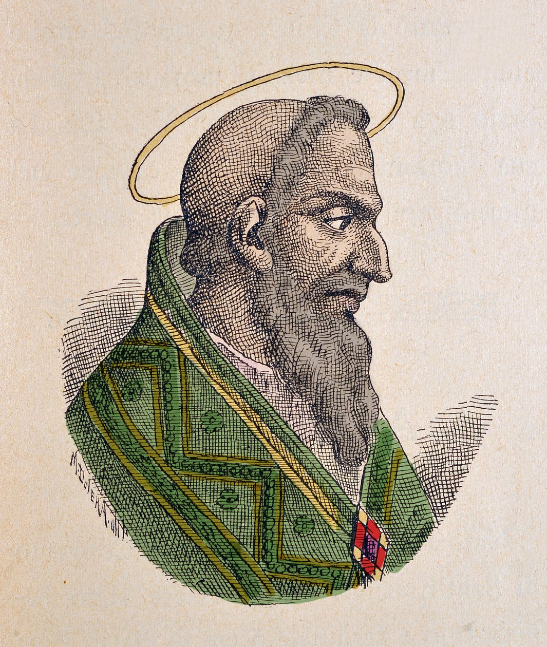 Paavi Eugenius Ier (Eugenius I tai Eugenio) muotokuva (654-657) tekijältä Italian School