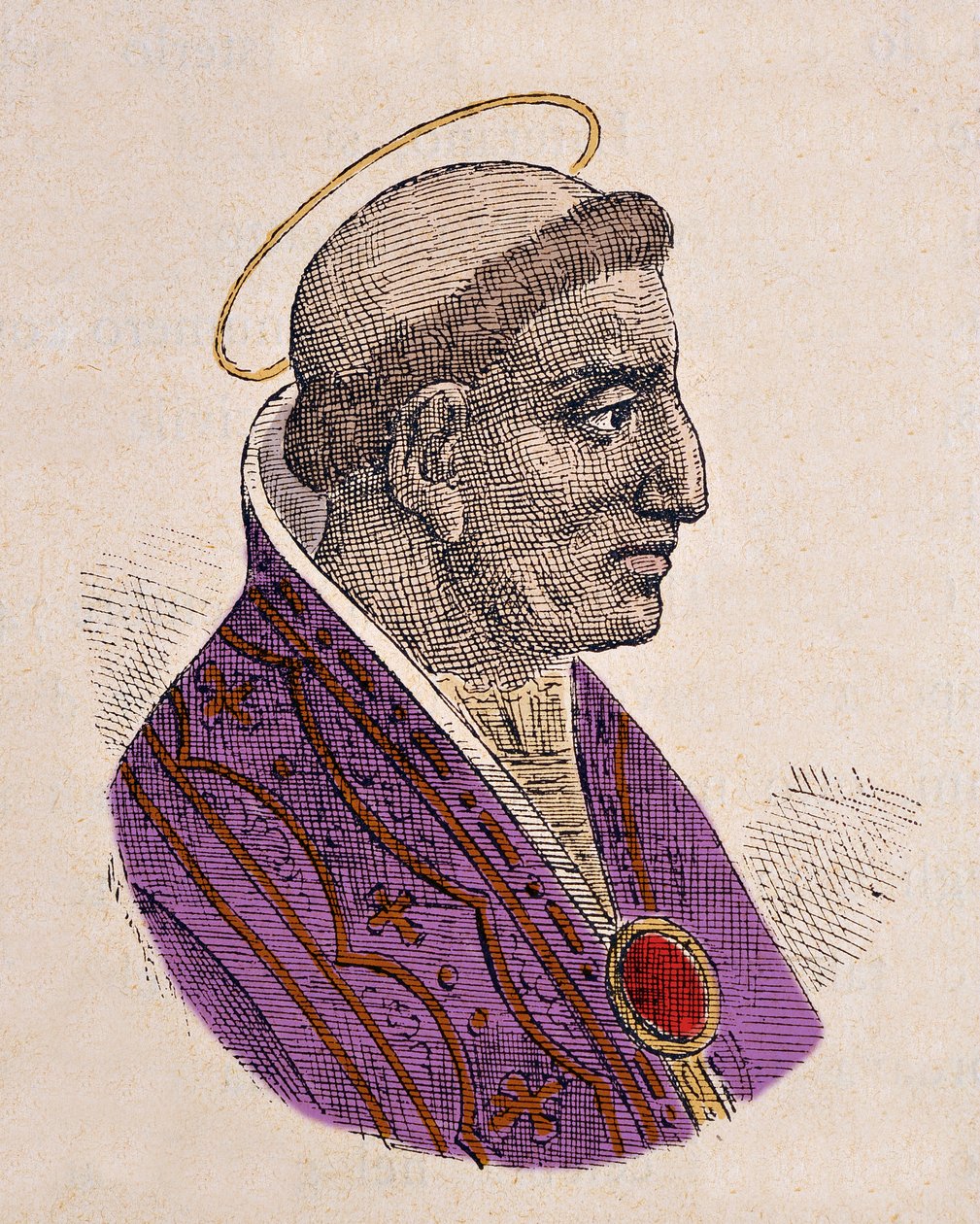 Paavi Gregoire III:n muotokuva (Gregorio tai Gregorius) (731-741) tekijältä Italian School