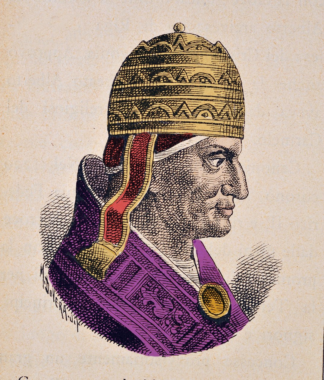 Paavi Gregoire IX:n muotokuva (Gregorio, Gregorius tai Gregory) (1227-1241) tekijältä Italian School
