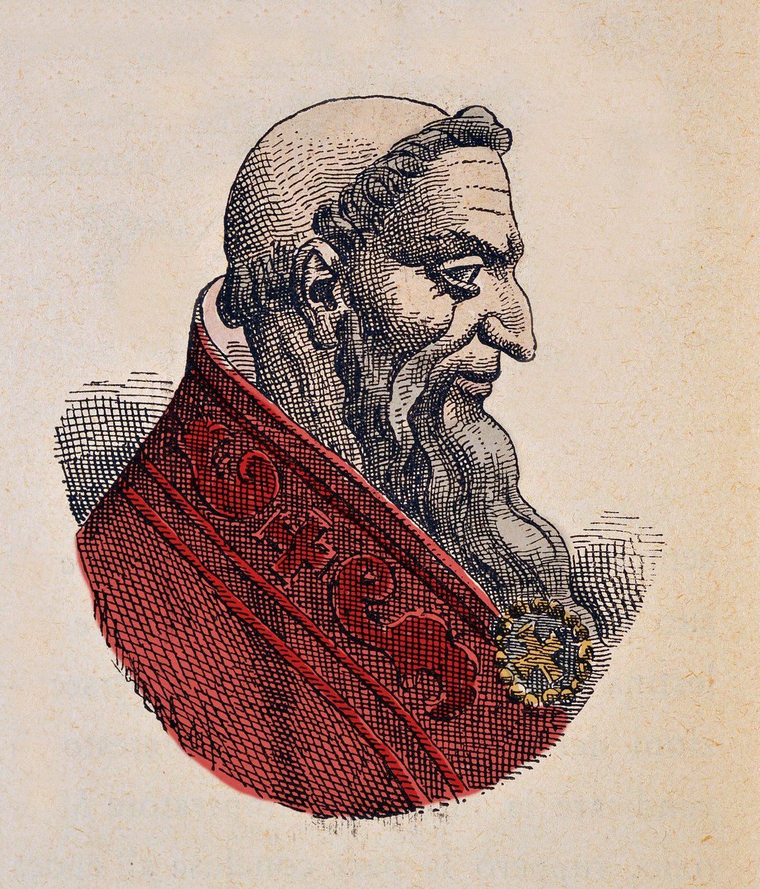 Paavi Honorius Ier (Onorio) muotokuva (625-638) tekijältä Italian School
