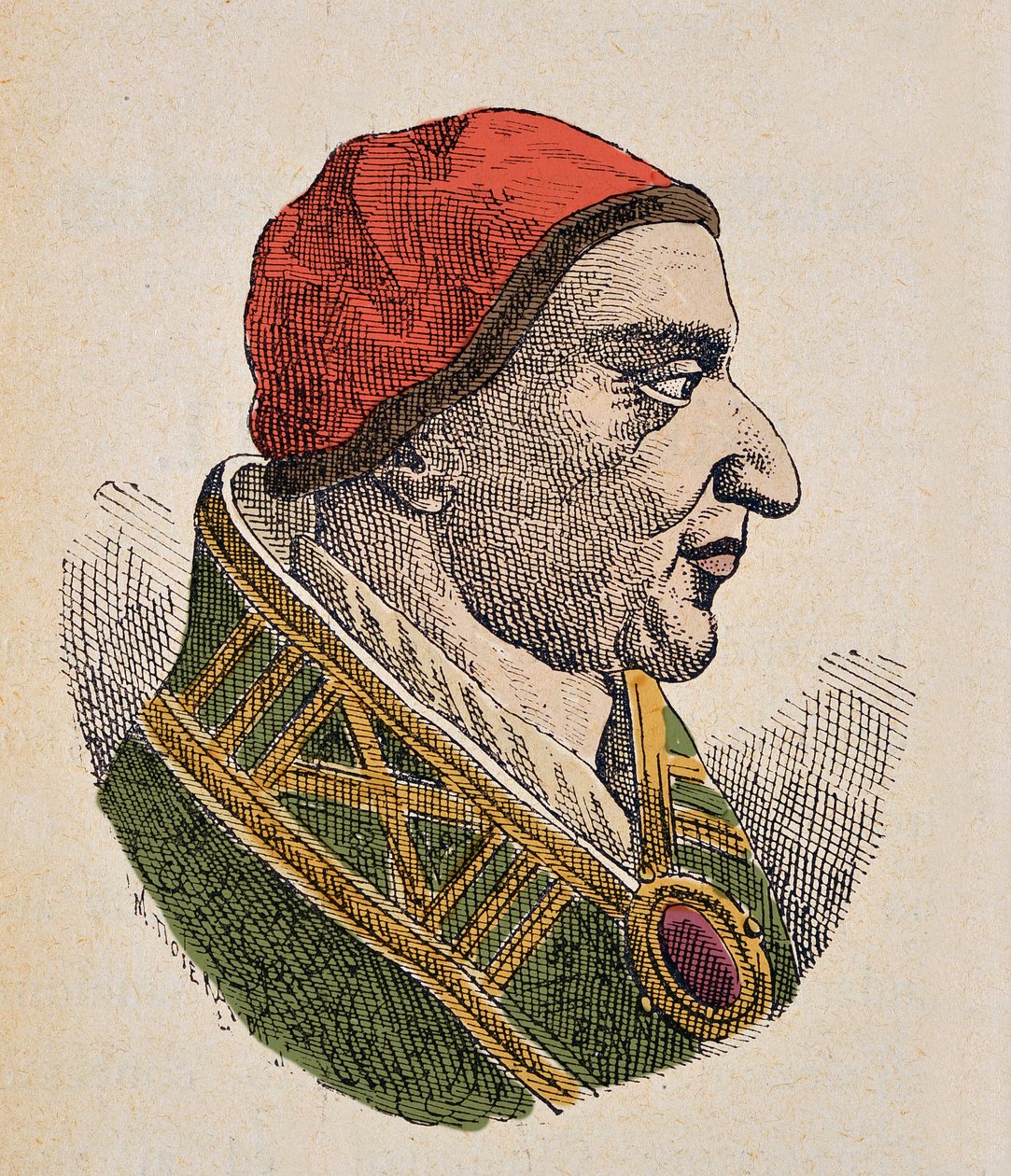 Paavi Johannes III:n (Giovanni tai Ioannes) muotokuva (561-574) tekijältä Italian School