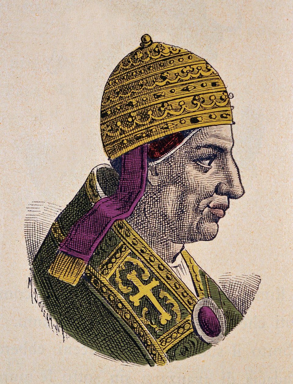 Paavi Nicolas Ier le Grandin muotokuva (Nicola I, Nicholas tai Nicolo tai Niccolo tai Nicolaus) (858-867) tekijältä Italian School
