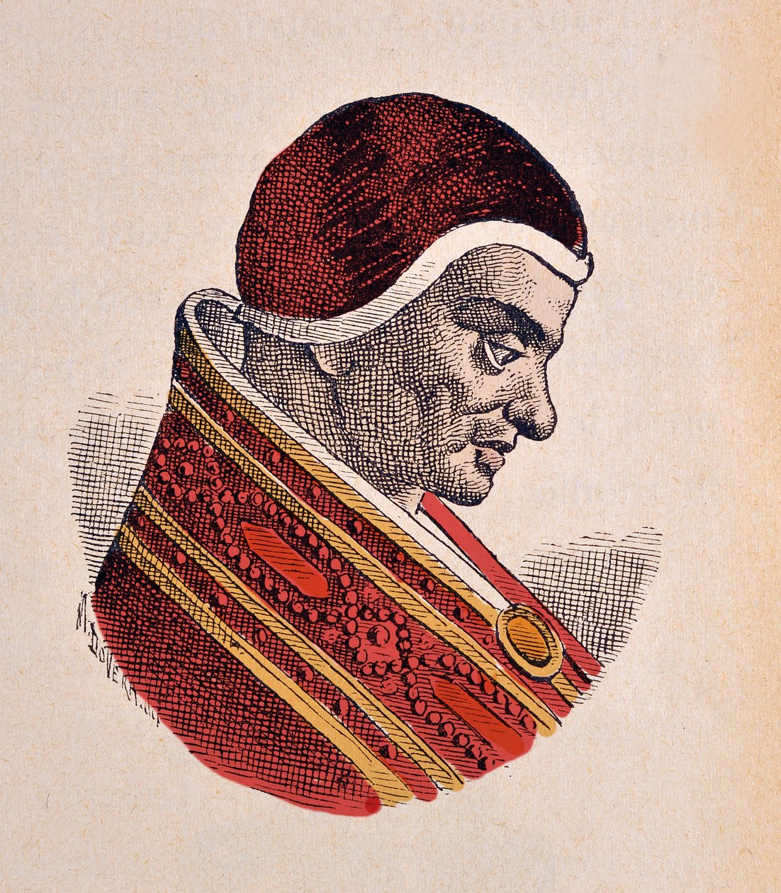 Paavi Pascal II:n muotokuva (Pasquale tai Paschal) (1099-1118) tekijältä Italian School