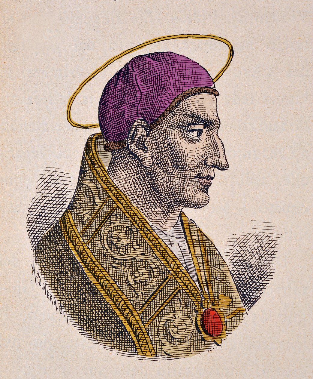 Paavi Vitalienin muotokuva (Vitalianus tai Vitaliano) (657-672) tekijältä Italian School