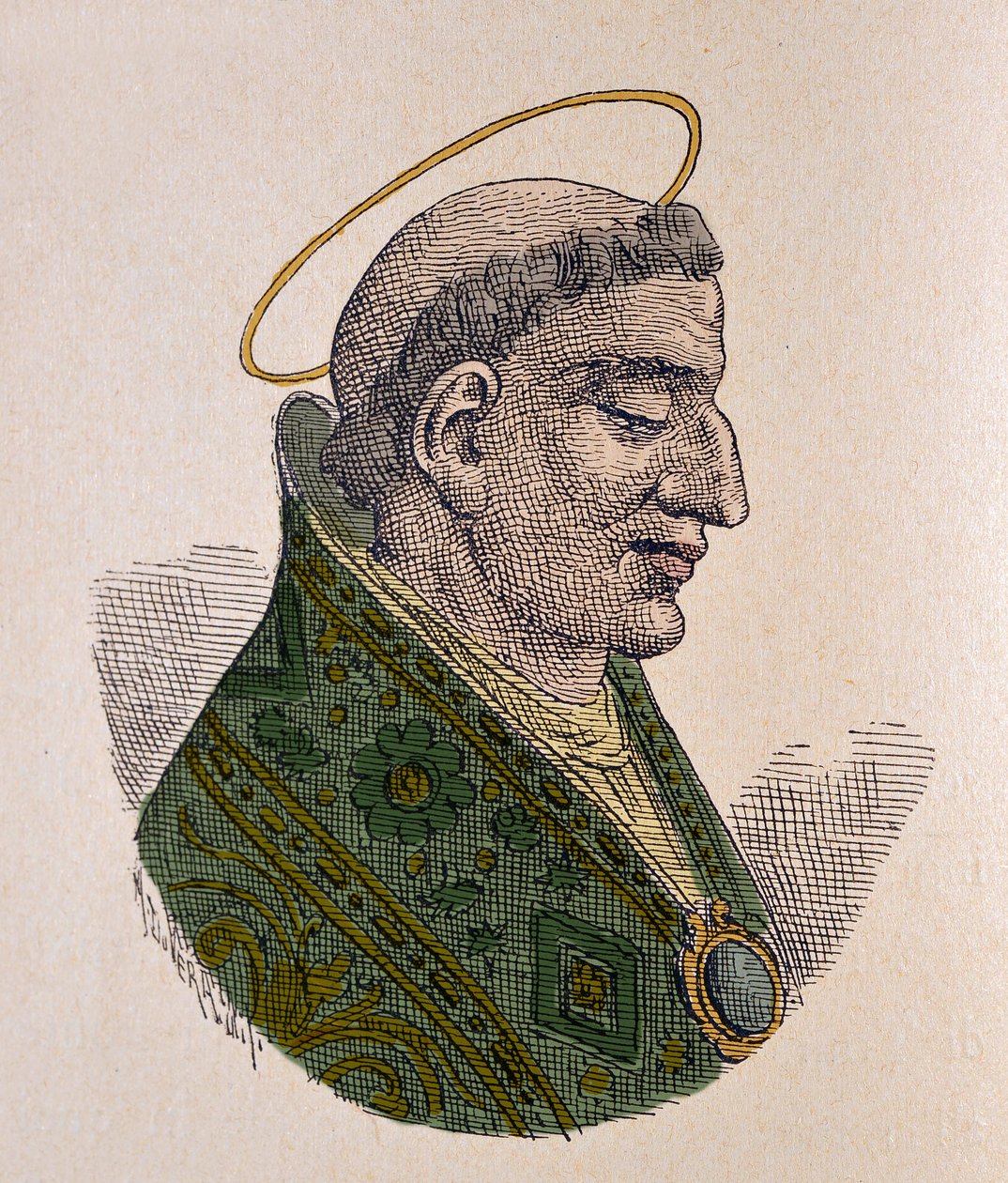 Paavi pyhimys Agathon (Agatho tai Agatone) muotokuva (678-681) tekijältä Italian School