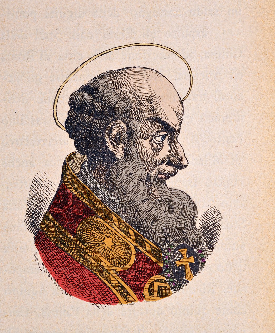 Muotokuva paavi pyhimyksestä Pie V (Pius tai Pio) (1566-1572), 1898 (kaiverrus myöhemmällä värityksellä) tekijältä Italian School