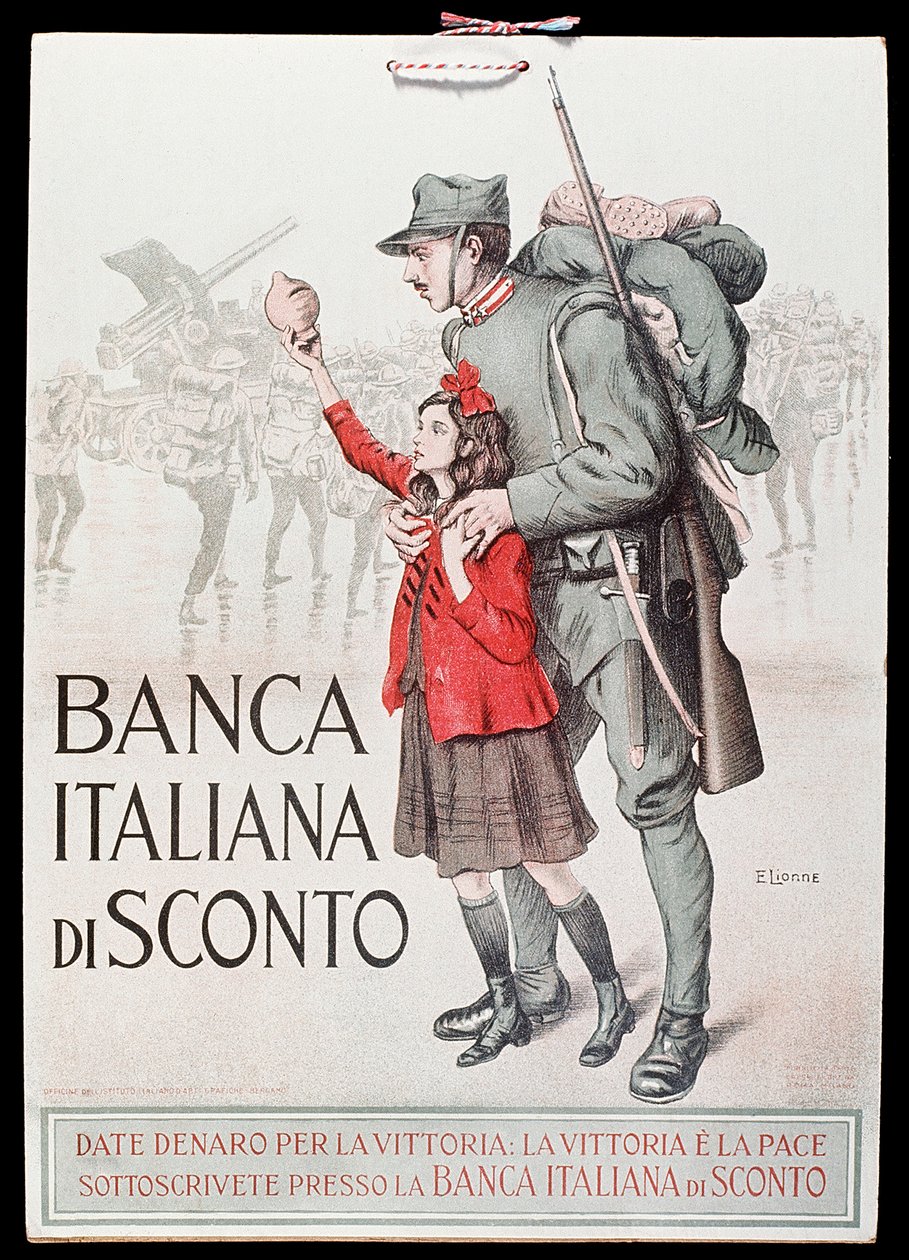 Italian Discount Bankin postikortti, 1917-1918 tekijältä Italian School