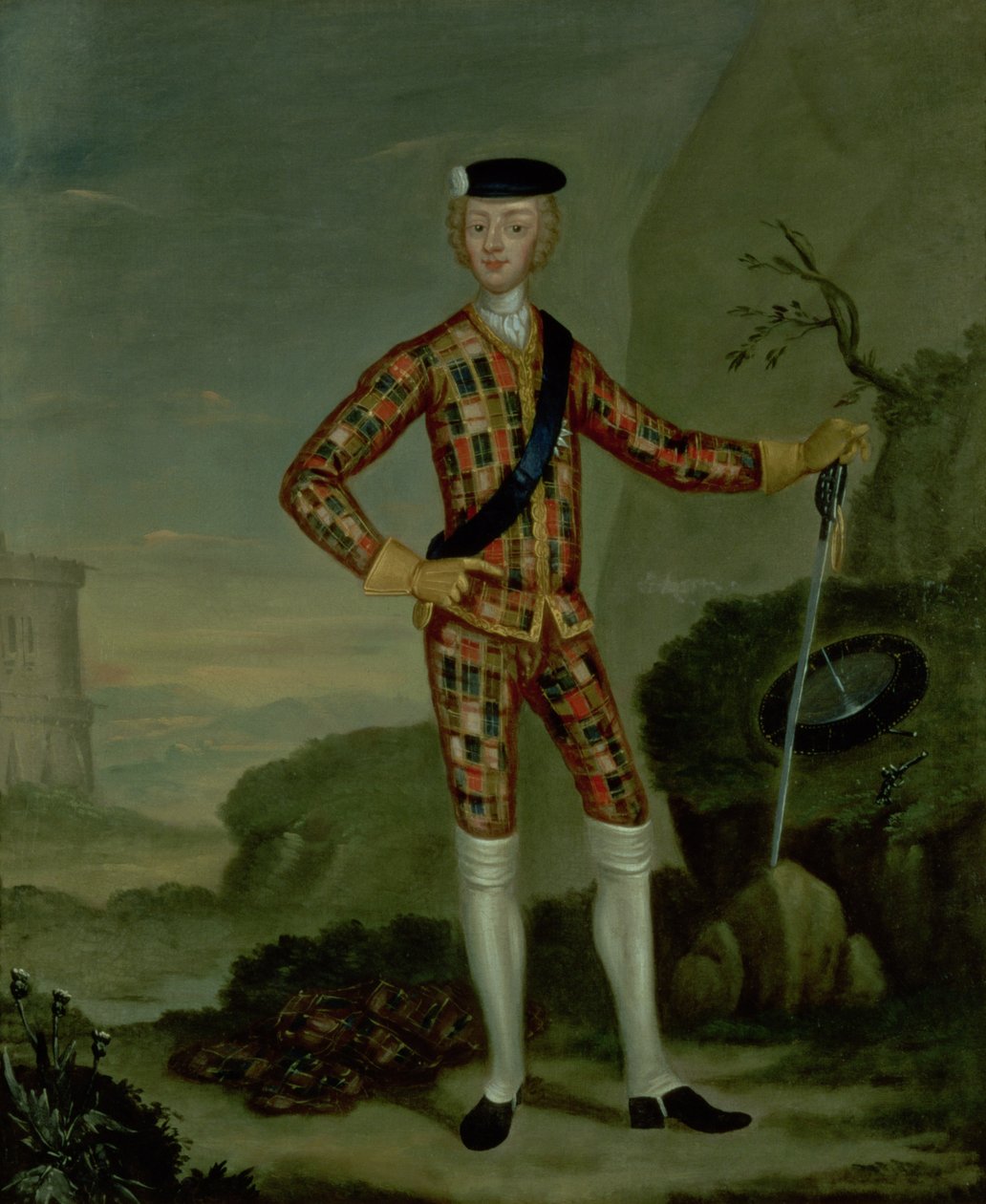 Prinssi Charles Edward (Bonnie Prince Charlie, 1720-88) Tartanissa tekijältä Italian School
