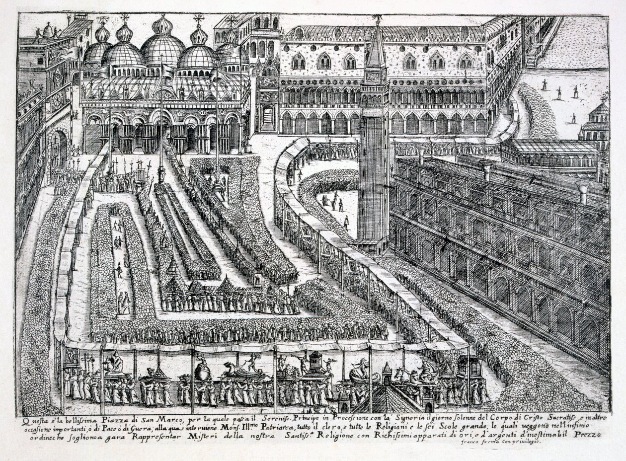 Corpus Christin kulkue Piazza San Marcolla, 1876 tekijältä Italian School