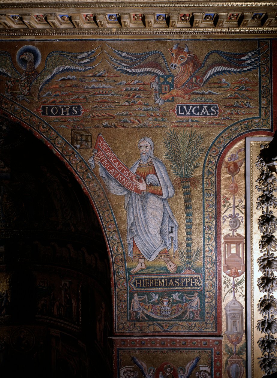 Profeetta Jeremia ja evankelistien Johannes ja Luukas Anonyymien Mosaiikki 1100-luvun Rooma, Church Santa Maria Trasteveressa Italiassa tekijältä Italian School
