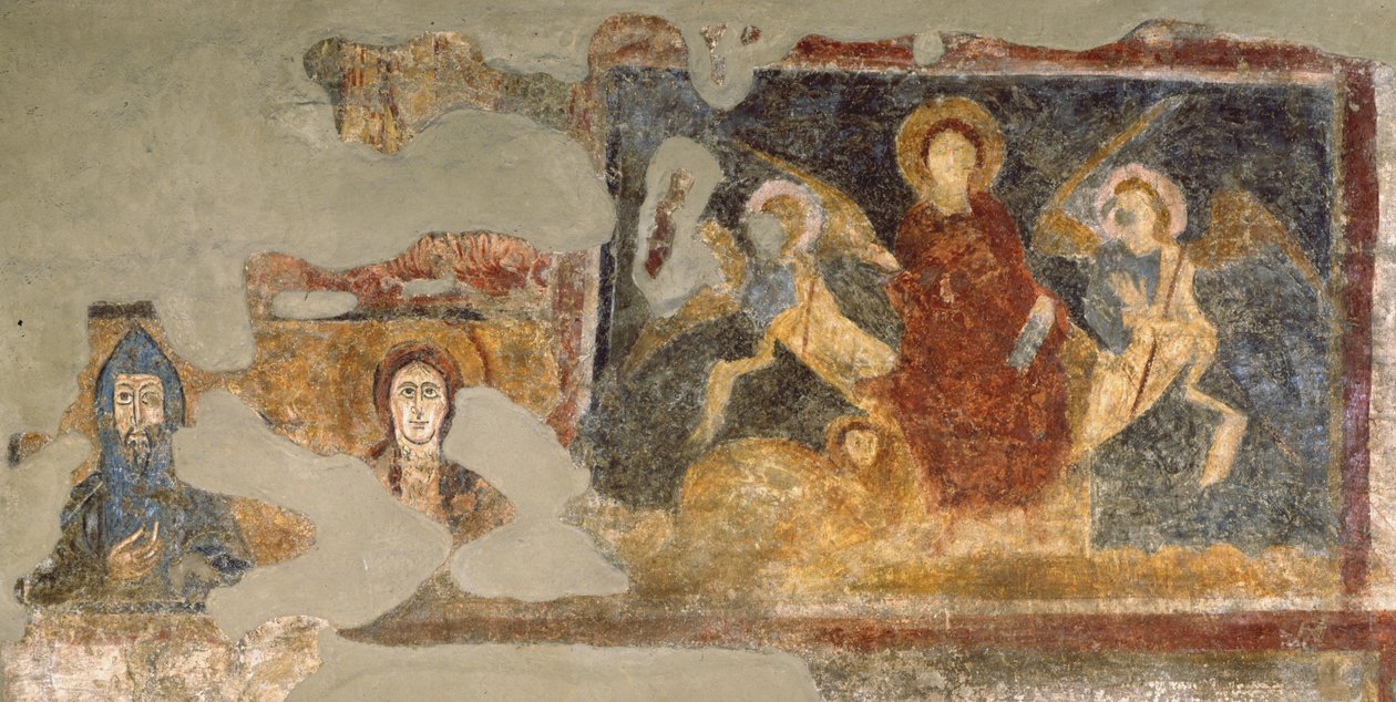 Freskon jäänteet, Santa Maria Antiqua, Rooma tekijältä Italian School