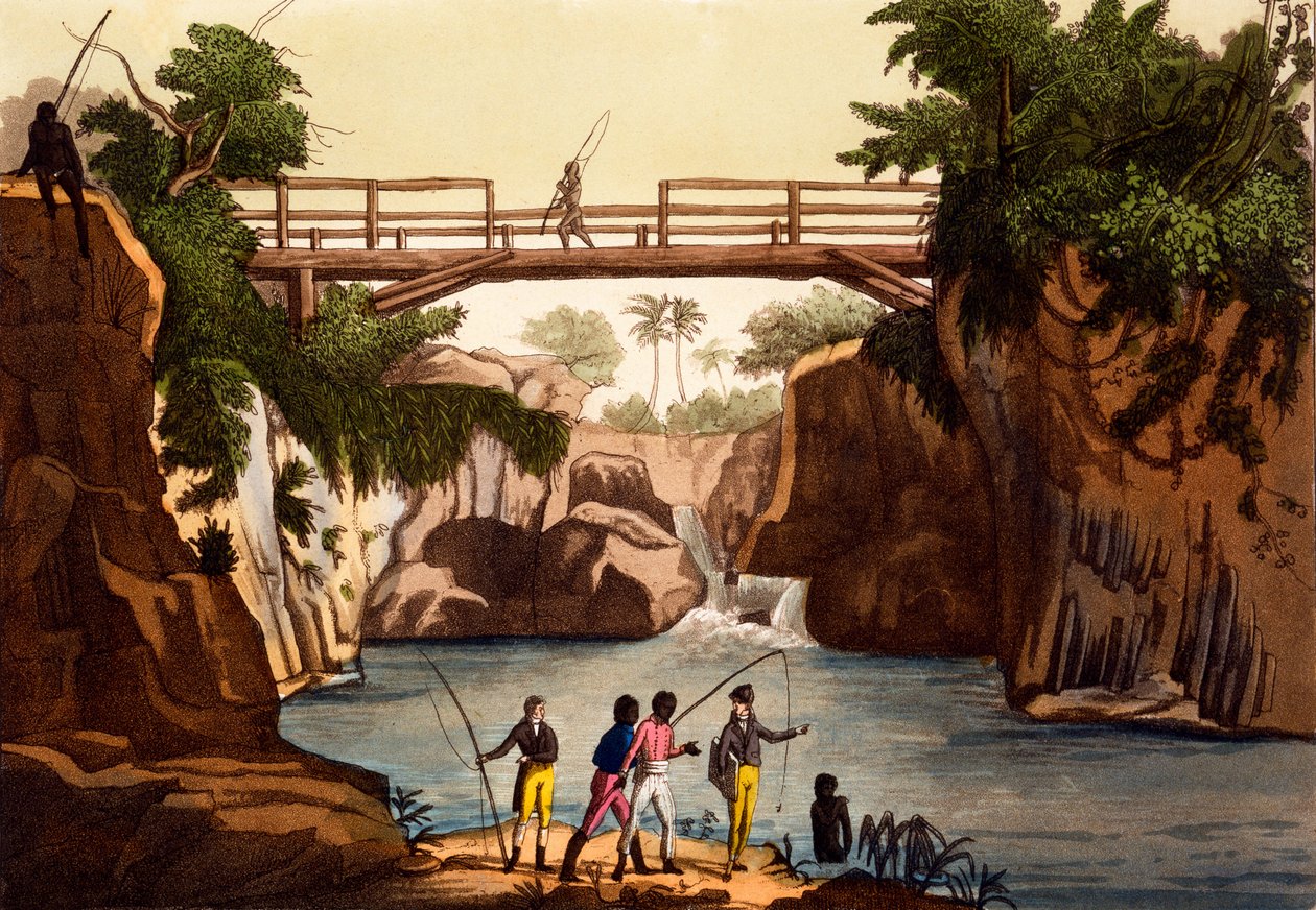 Roccie-joki lähellä San Benedettoa, Isle of Madagascar, Giulio Ferrarion puvut ..., n. 1820-30-luvut tekijältä Italian School