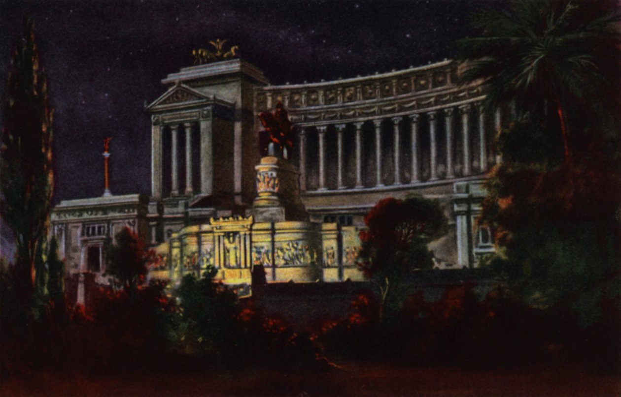 Rooma: Victor Emmanuel II:n muistomerkki (värilitografia). tekijältä Italian School