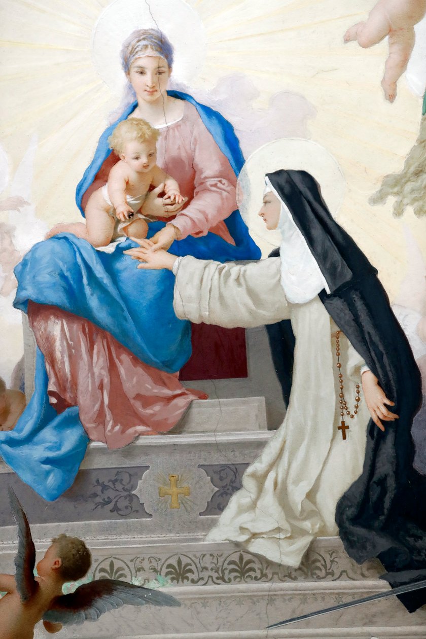 Pyhän Katarinan kirkko (Chiesa di Santa Caterina). Pyhä Catarina ja Neitsyt ja lapsi. Varazze. Italia. tekijältä Italian School