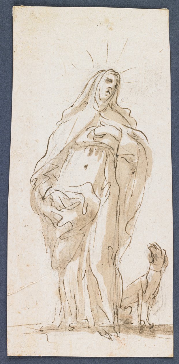 Saint Margaret of Cortona, 1600-luvun loppu (kynä ja ruskea muste ja pesu mustalla liidulla) tekijältä Italian School