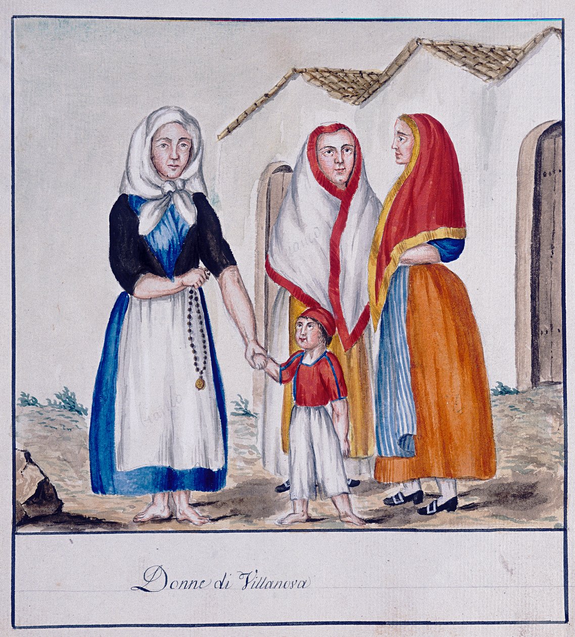 Sardinialaiset Villanovan puvut, painettu ms.258, Luzzetti Collection tekijältä Italian School