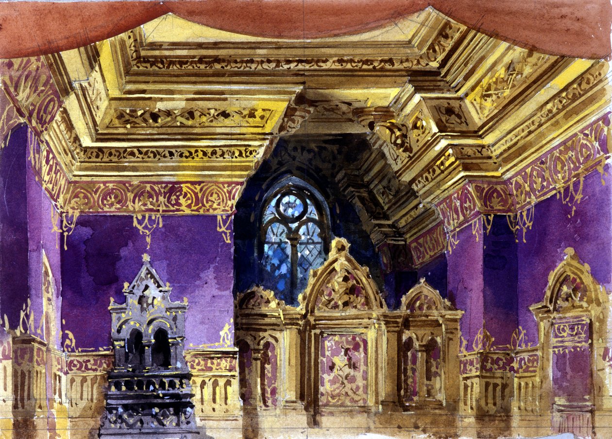 Lavastus Gaetano Donizettin oopperaan "Lucrezia Borgia", Milano, 1833 tekijältä Italian School