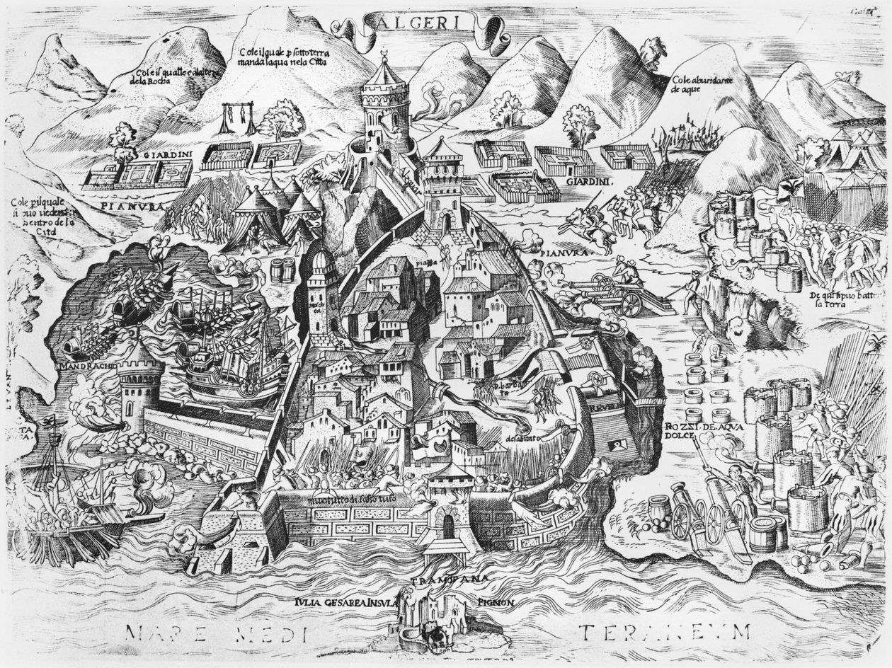 Kaarle V:n (1500-58) Algerin piiritys vuonna 1541 tekijältä Italian School