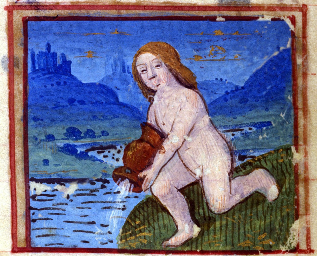 Vesimiehen merkki. Italialainen horoskooppi, 1400-luvun puoliväli. tekijältä Italian School