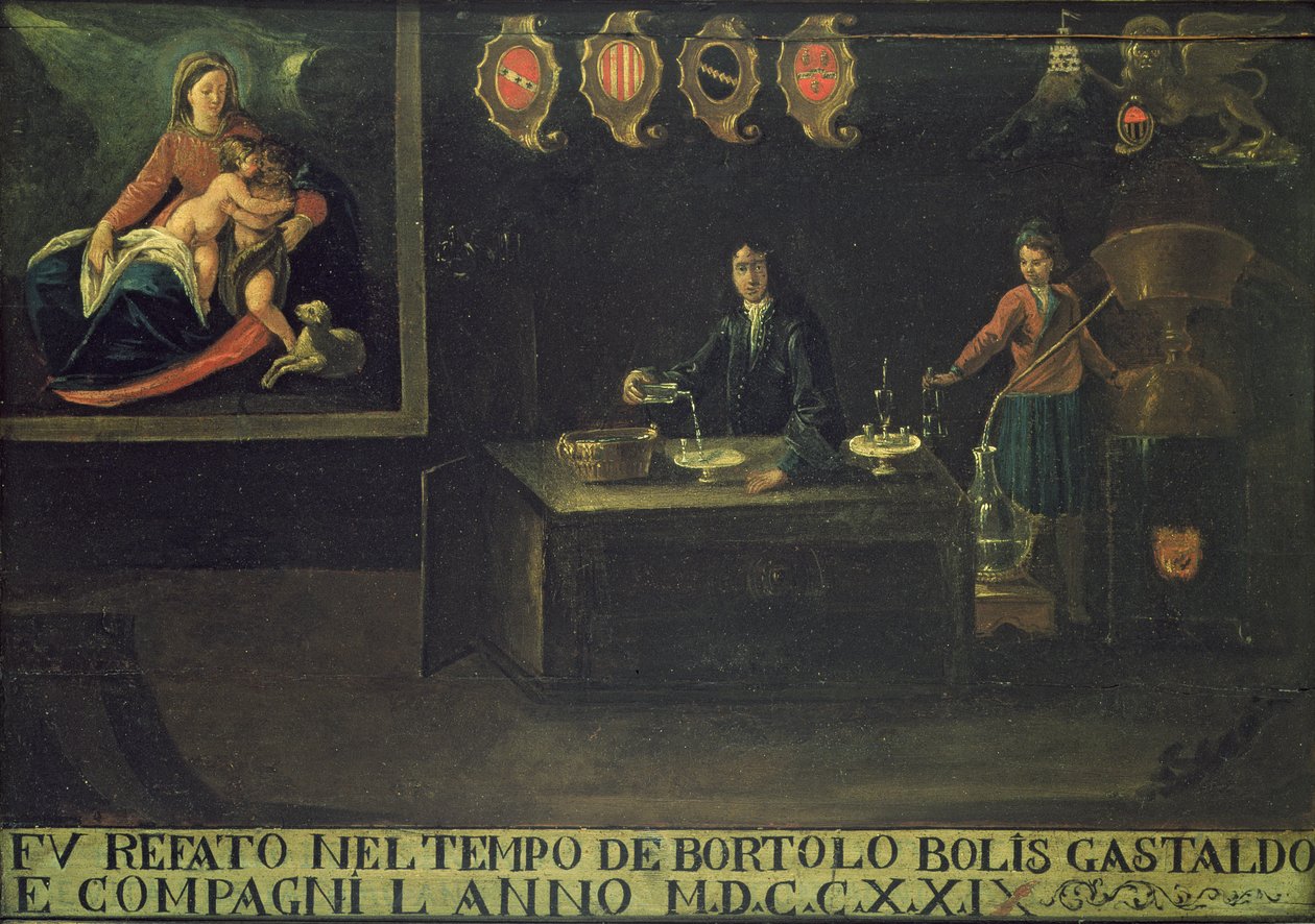 Venetsian apteekkarikillan kyltti, 1729 (paneeli) tekijältä Italian School