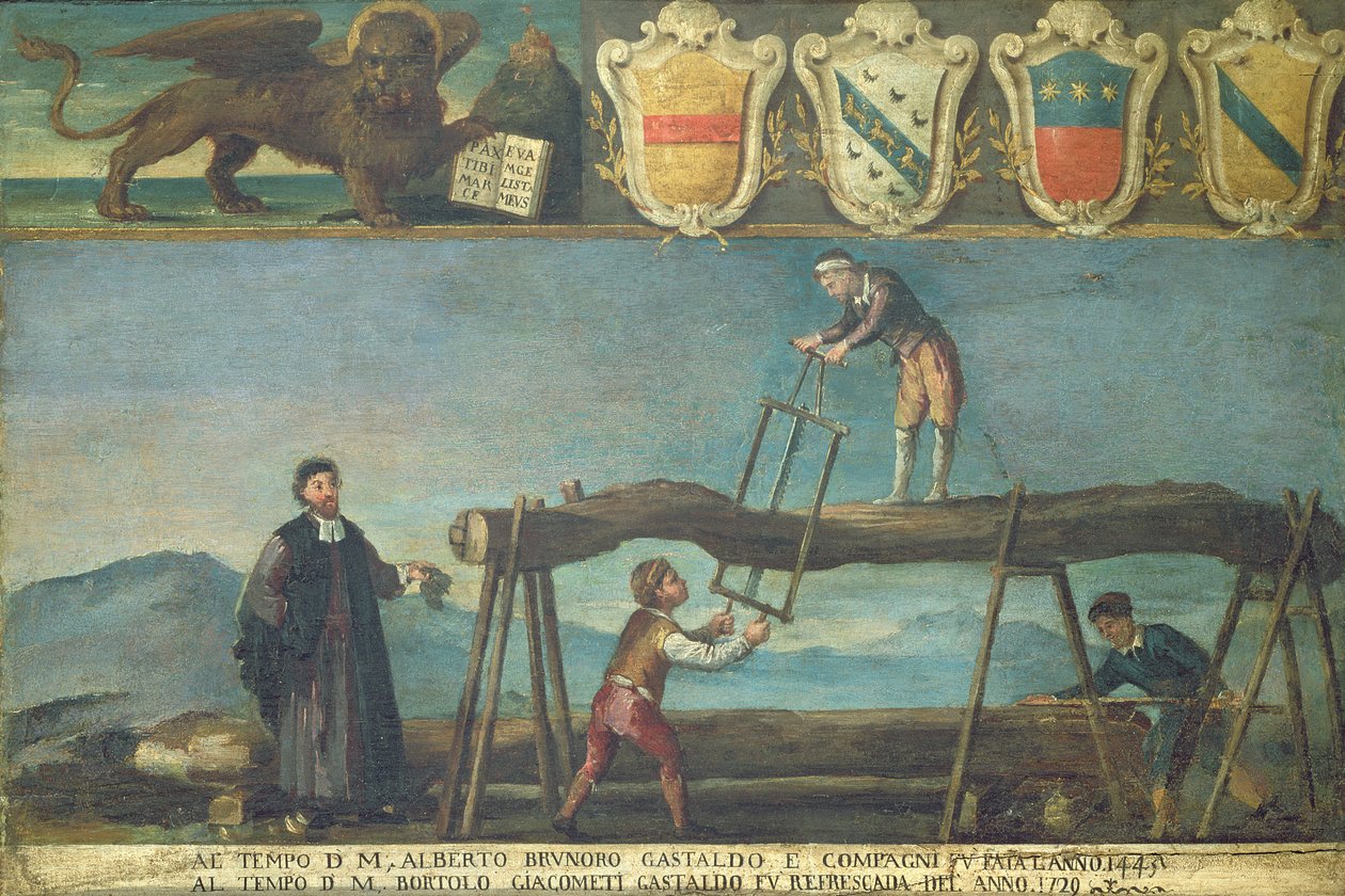 Venetsialaisen sahatyöläiskillan kyltti, 1445 (paneeli) tekijältä Italian School
