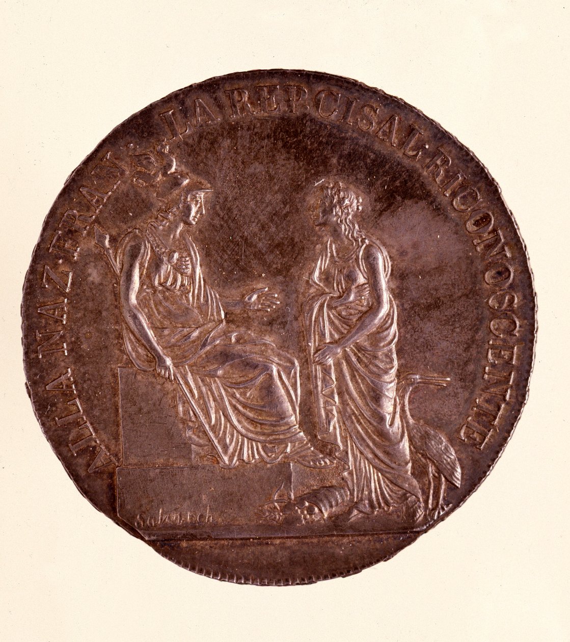 Hopeaecua Milanosta. 16.06.1800. Halkaisija 3,9 cm Napoli, arkeologinen museo tekijältä Italian School