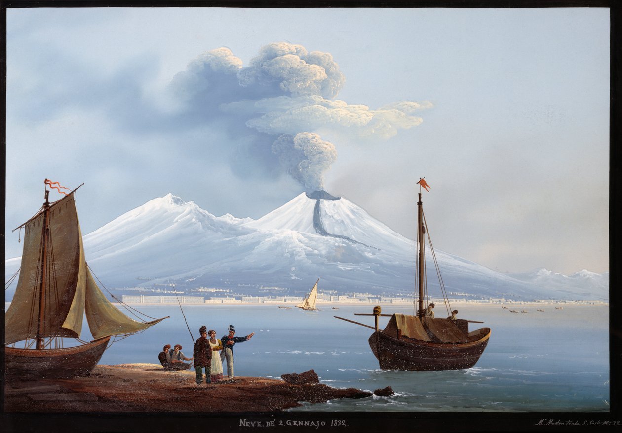 Lumimyrsky / Vesuvius-tulivuoren purkaus 2. tammikuuta tekijältä Italian School