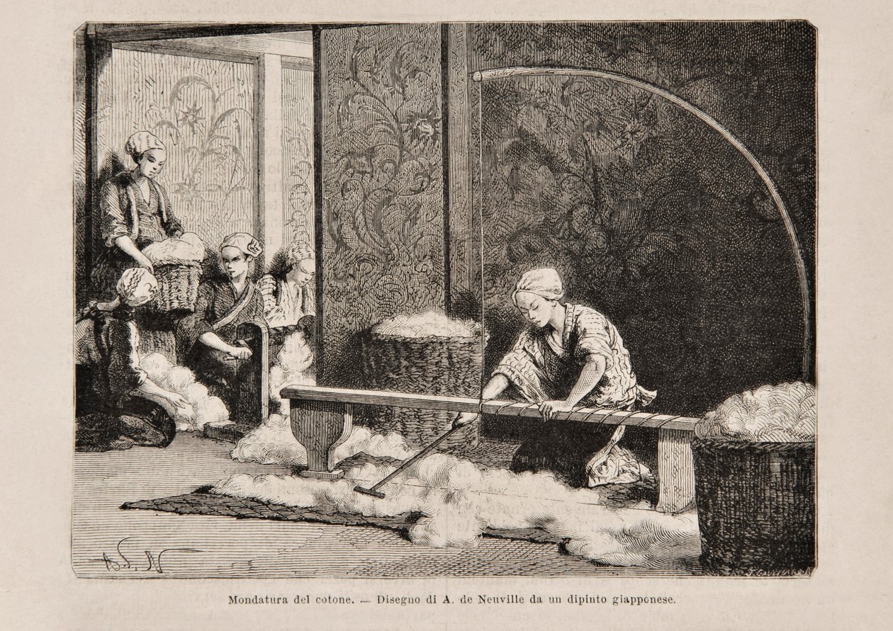 Spinning Cotton, Japani, Italian Tour du Monde, 1869 tekijältä Italian School