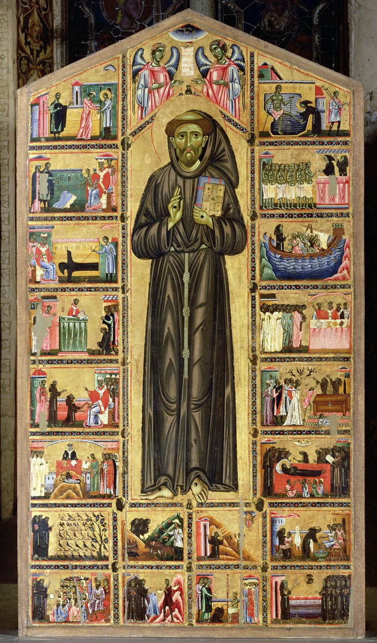 Pyhä Franciscus ja kohtauksia hänen elämästään, Bardi-kappeli (tempera paneelissa) tekijältä Italian School