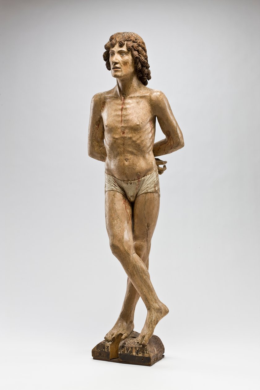 St. Sebastian, n. 1500 (monivärinen puu) tekijältä Italian School