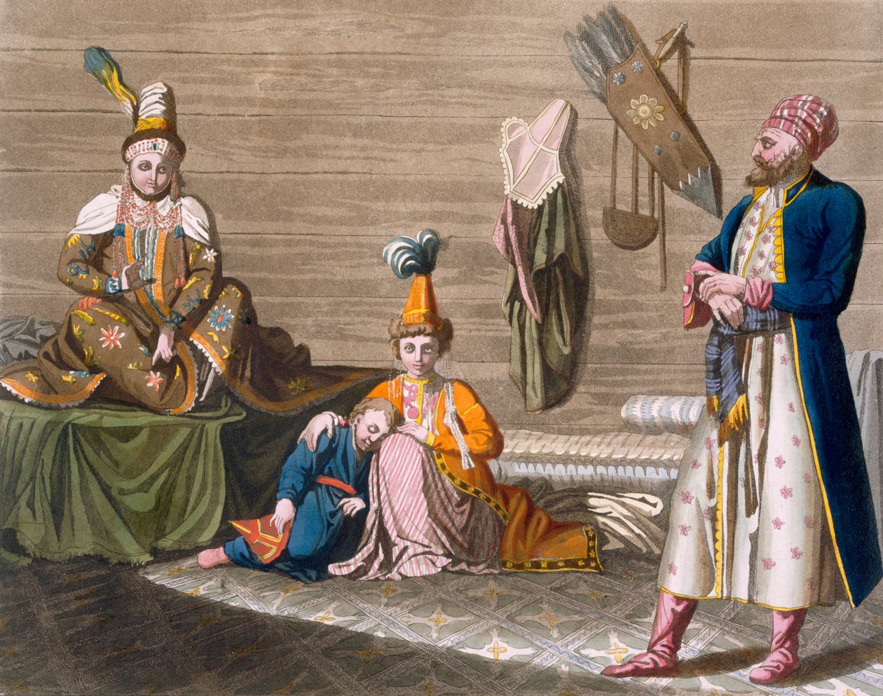 Taškentin asukkaat tyypillisessä asunnossa, noin 1820-30-luvulla tekijältä Italian School