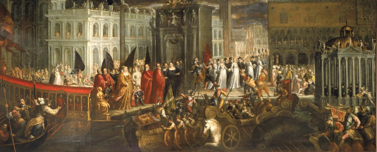 Morosina Morosini Grimanin saapuminen Palazzo Ducaleen, Venetsiaan tekijältä Italian School