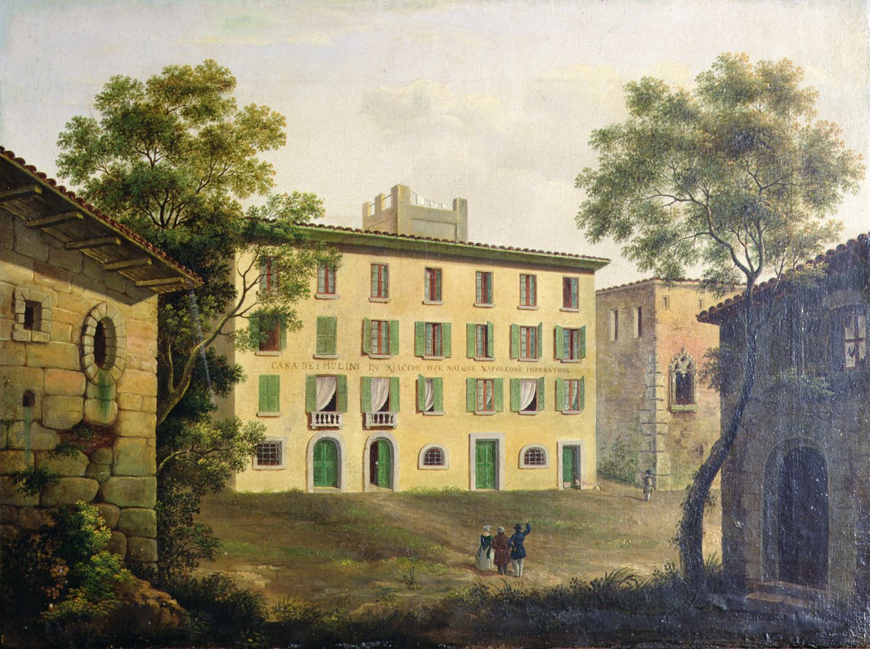Napoleonin syntymäpaikka, Ajaccio, Korsika (öljy kankaalle) tekijältä Italian School