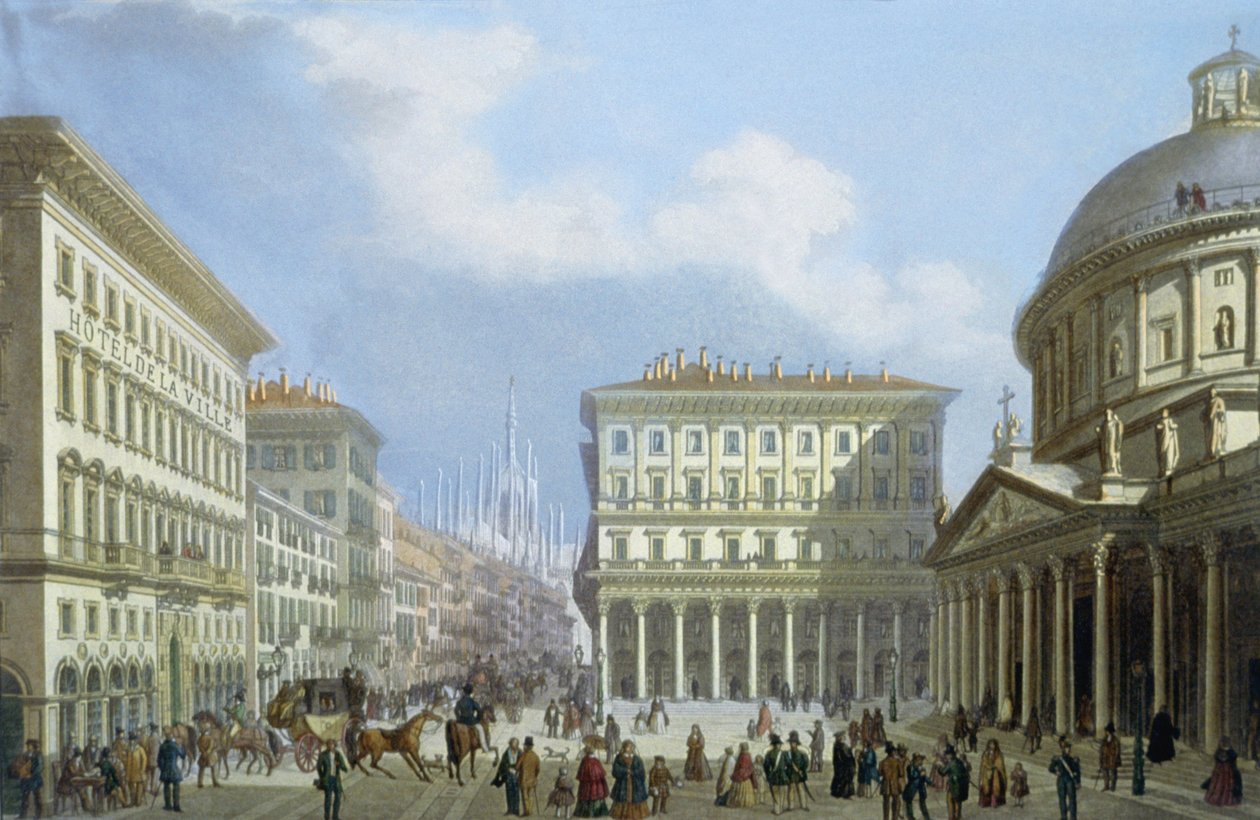 Kaupungintalo ja Piazza di San Carlo Näkymät Milanoon ja sen ympäristöön tekijältä Italian School