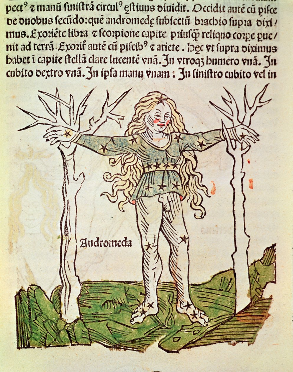 The Constellation of Andromeda, kuva C.J. Hyginuksen teoksesta "Poeticon Astronomicon", Venetsia, 1485 (värillinen puupiirros) tekijältä Italian School