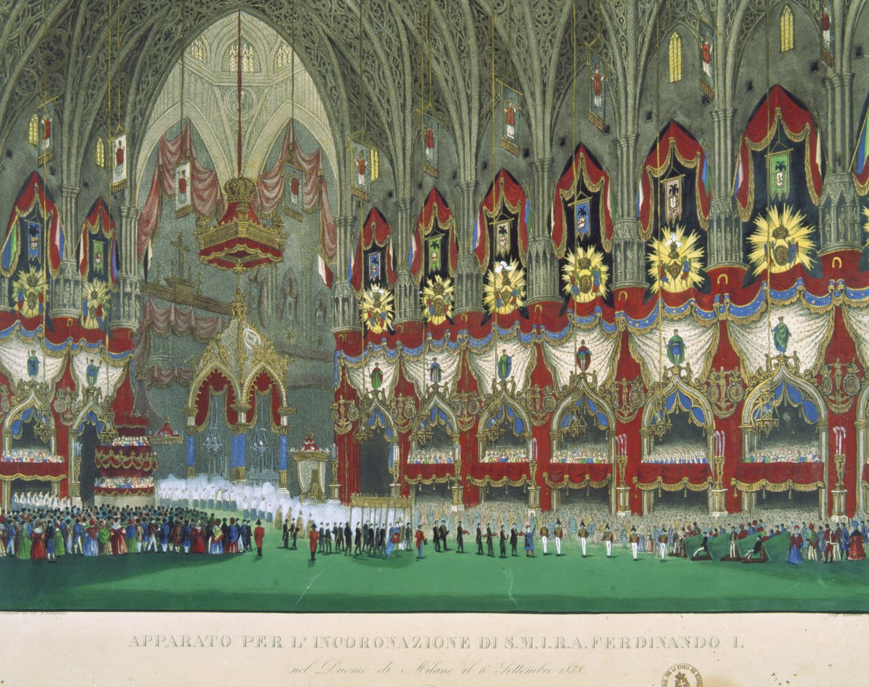 Ferdinand I:n kruunaus Milanon katedraalissa, 6. syyskuuta 1838 tekijältä Italian School