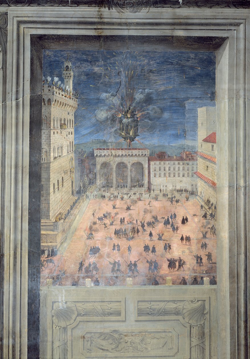 Ilotulitus Piazza della Signorialla, noin 1560 tekijältä Italian School