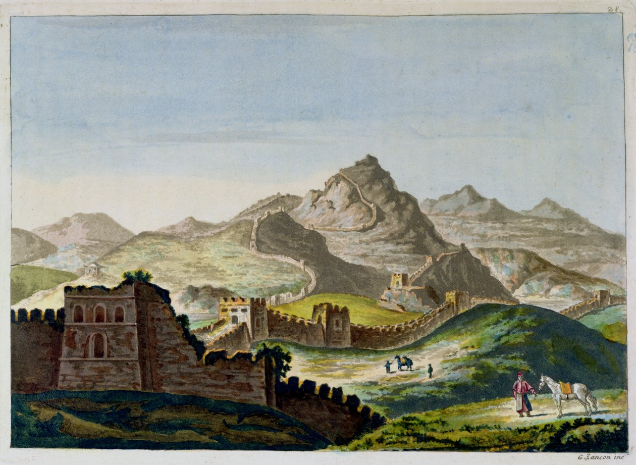 Kiinan muuri Jules Ferrarion teoksesta Le Costume Ancien et Moderne, kaiverrus Gaetano Zancon (1771-1816) n. 1820 tekijältä Italian School
