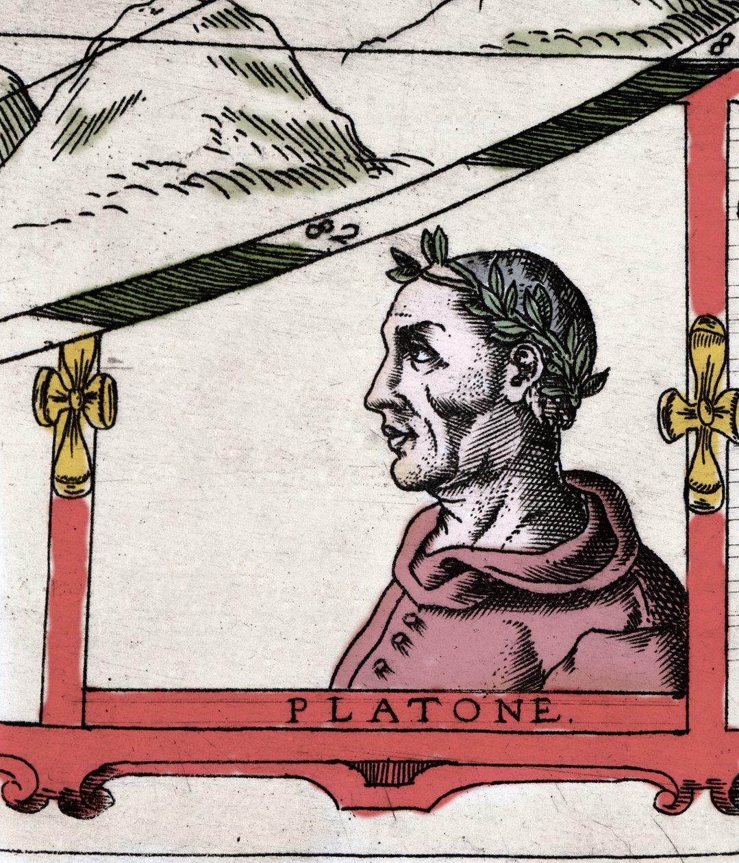 Kreikkalainen filosofi Platon (428-348 eKr.)"" Yksityiskohta Urban Mountin atlasista tekijältä Italian School