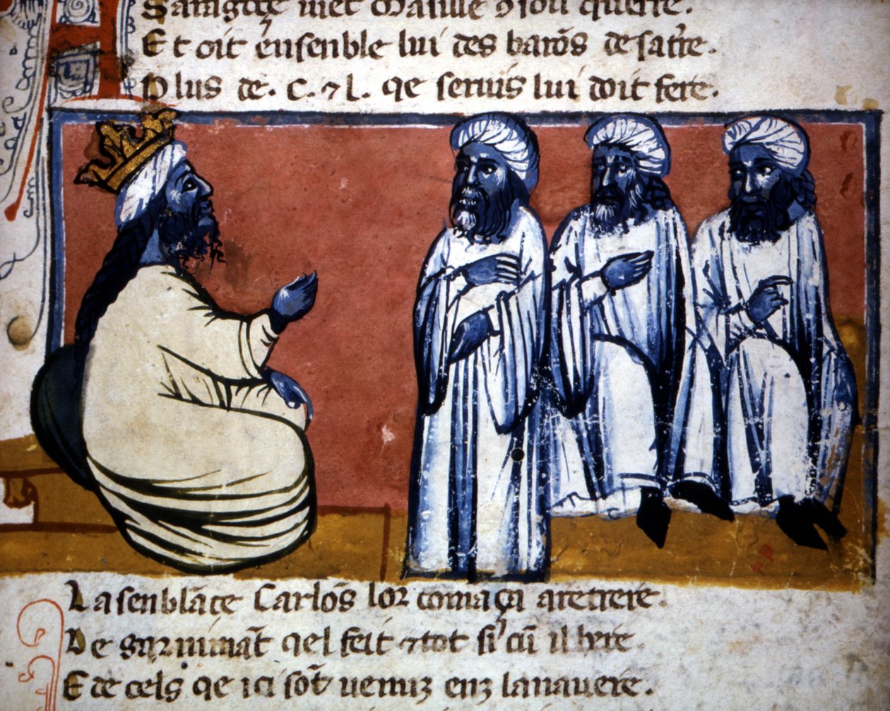 Granadan viimeinen arabikuningas, kuvitus teoksesta "L"Entrée d"Espagne", n. 1320 tekijältä Italian School