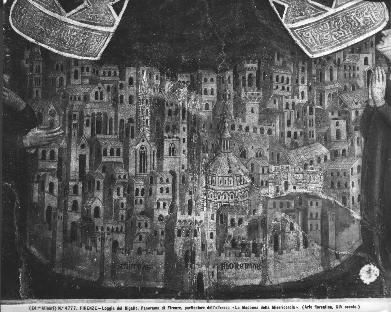 Madonna della Misericordia, yksityiskohta Firenzen kaupungista tekijältä Italian School