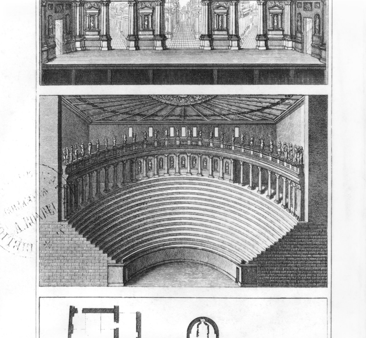 Olympiateatteri Vicenzassa, suunnitellut Andrea Palladio (1508-80) tekijältä Italian School