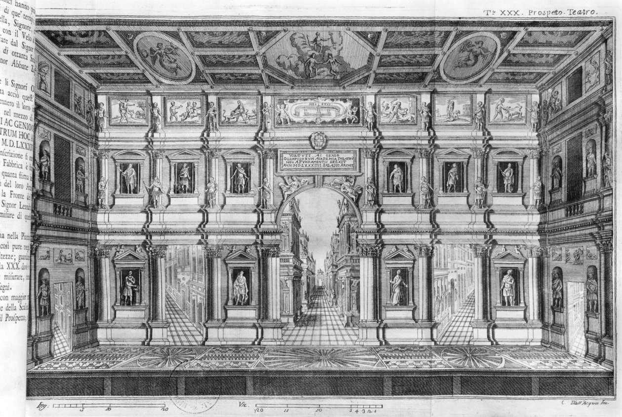 Olympiateatteri Vicenzassa, suunnitellut Andrea Palladio (1508-80) tekijältä Italian School