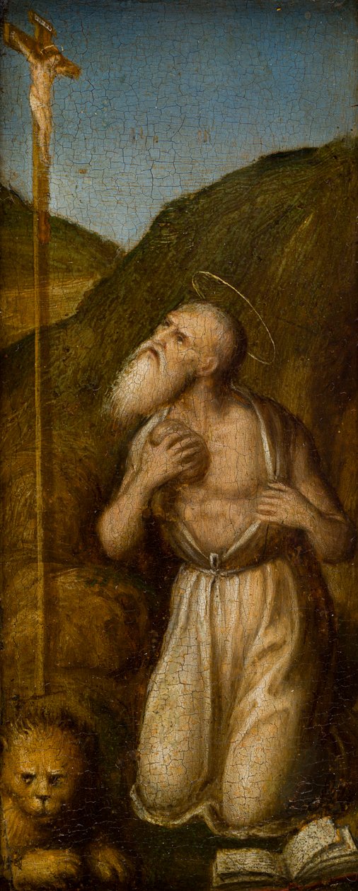 Pyhän Franciscuksen ja Hieromuksen leimautuminen, n. 1480 (öljy paneelille) tekijältä Italian School