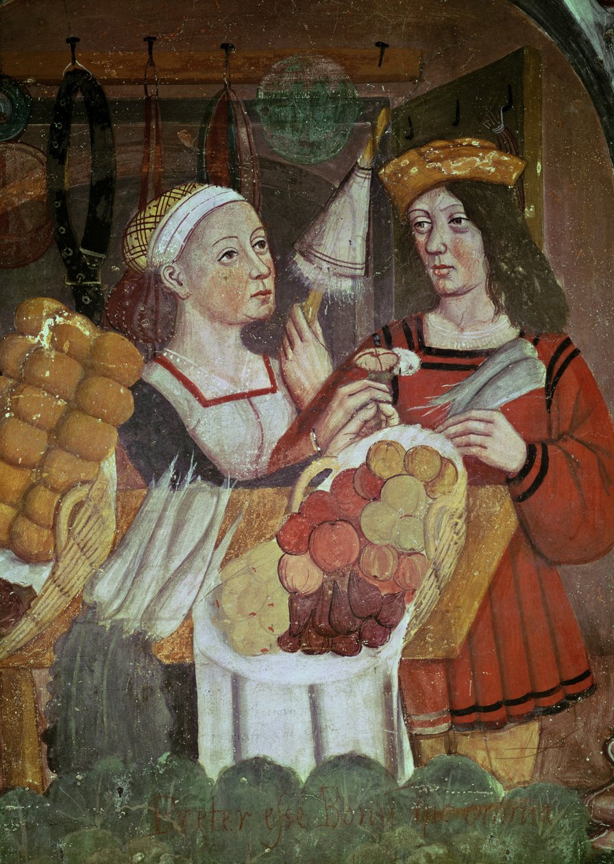 Vihannestori (fresko) (yksityiskohta) tekijältä Italian School
