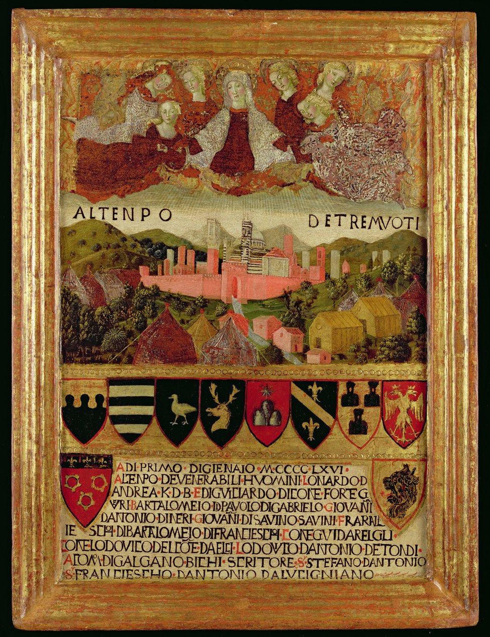 La Verge protegint Siena del terratrèmol de 1466 finlandès tekijältä Italian School