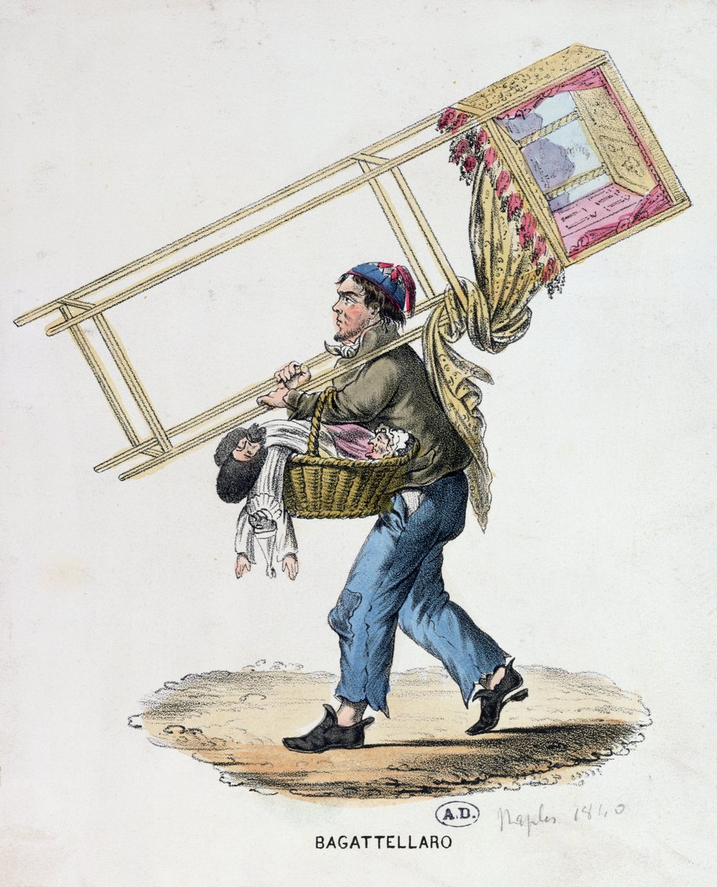 Vaeltava nukkenäyttelijä, n. 1840 tekijältä Italian School