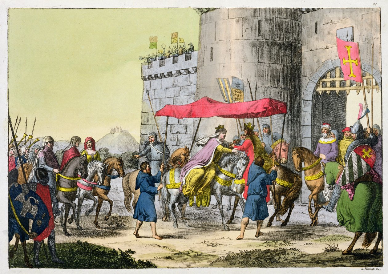 Edward I:n ja Eleanorin Kastilialaisen häät, levy 22 kirjasta The History of the Nations (akvatinta) tekijältä Italian School
