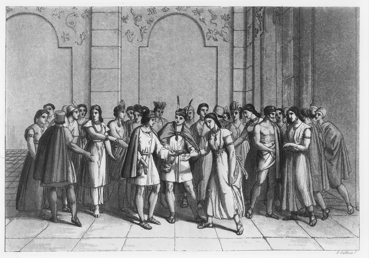 Tapa, jolla inkat avioituivat Princes du Sangin kanssa, noin 1820 tekijältä Italian School