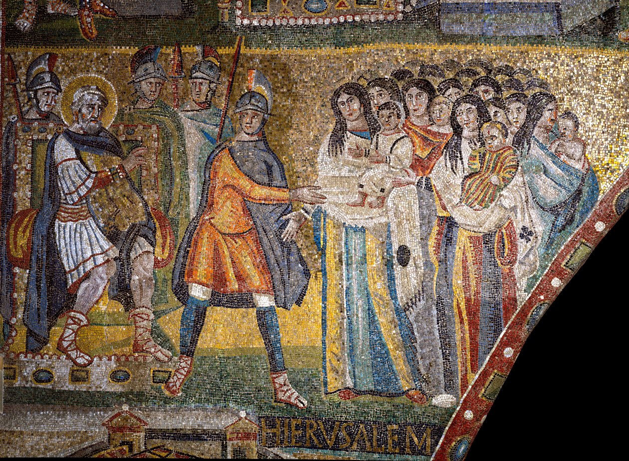 Betlehemin äidit ennen Herodes I Suurta (mosaiikki) tekijältä Italian School